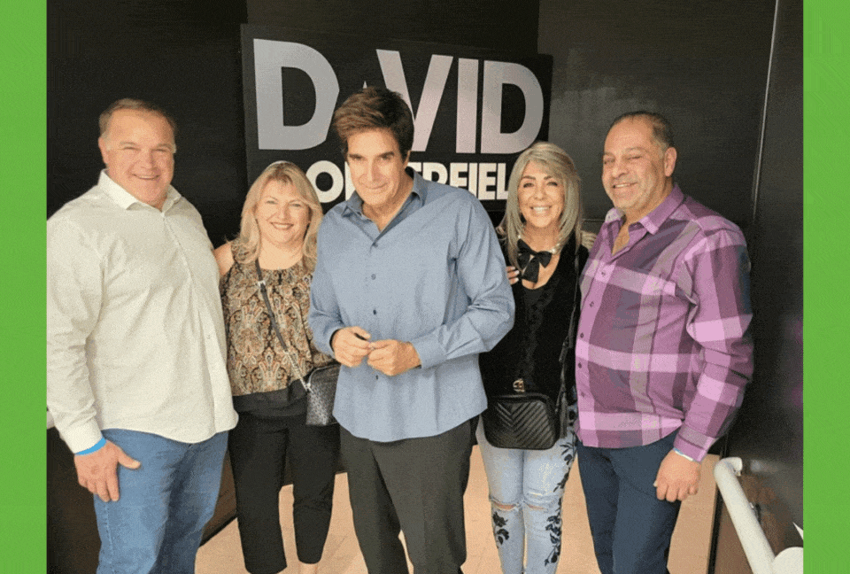 David Copperfield backstage with RDS leadership team